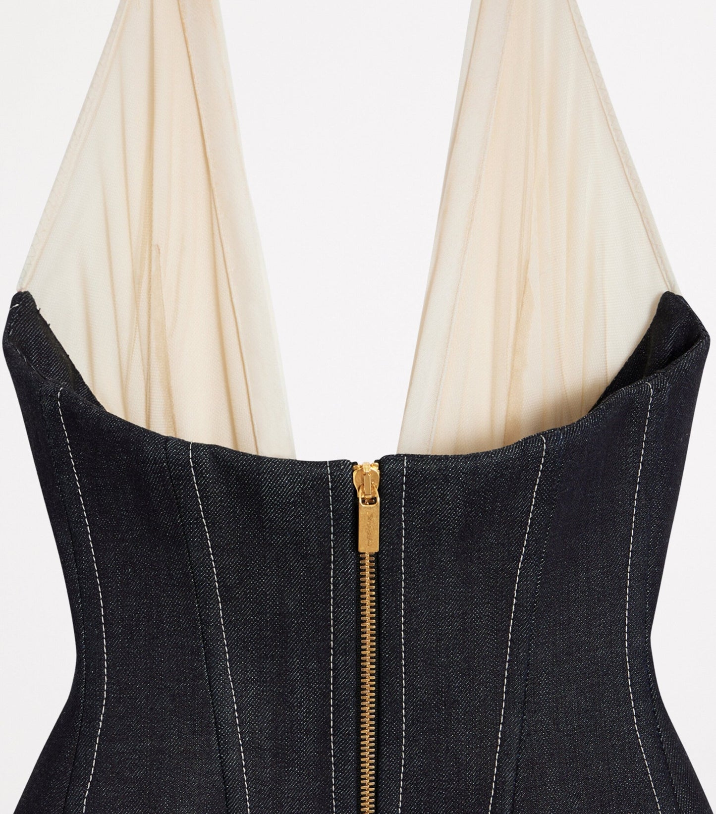 Denim-Bustier Maxi Dress